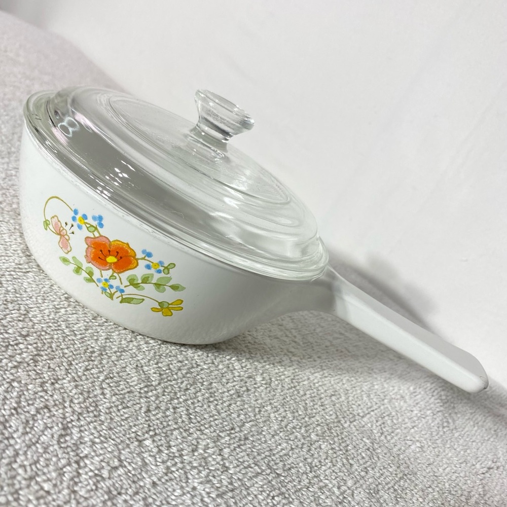 Vintage Corningware Wildflower P-81-B Small 600ml Saucepan With Clear PYREX Lid